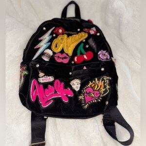 Betsy Johnson Stylish Black Embroidered Backpack